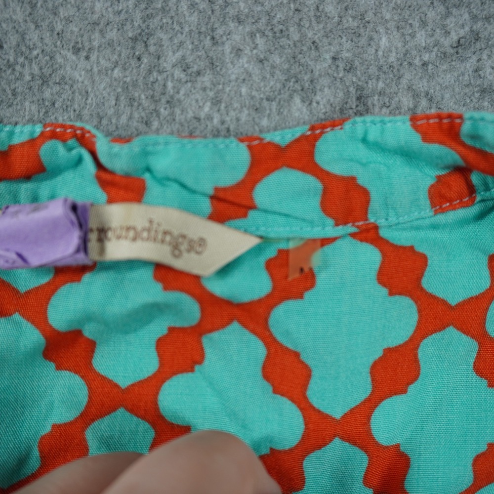 Soft Surroundings Medium Teal Orange Quatrefoil Geometric Shirt Blouse Casual - Picture 4 of 6